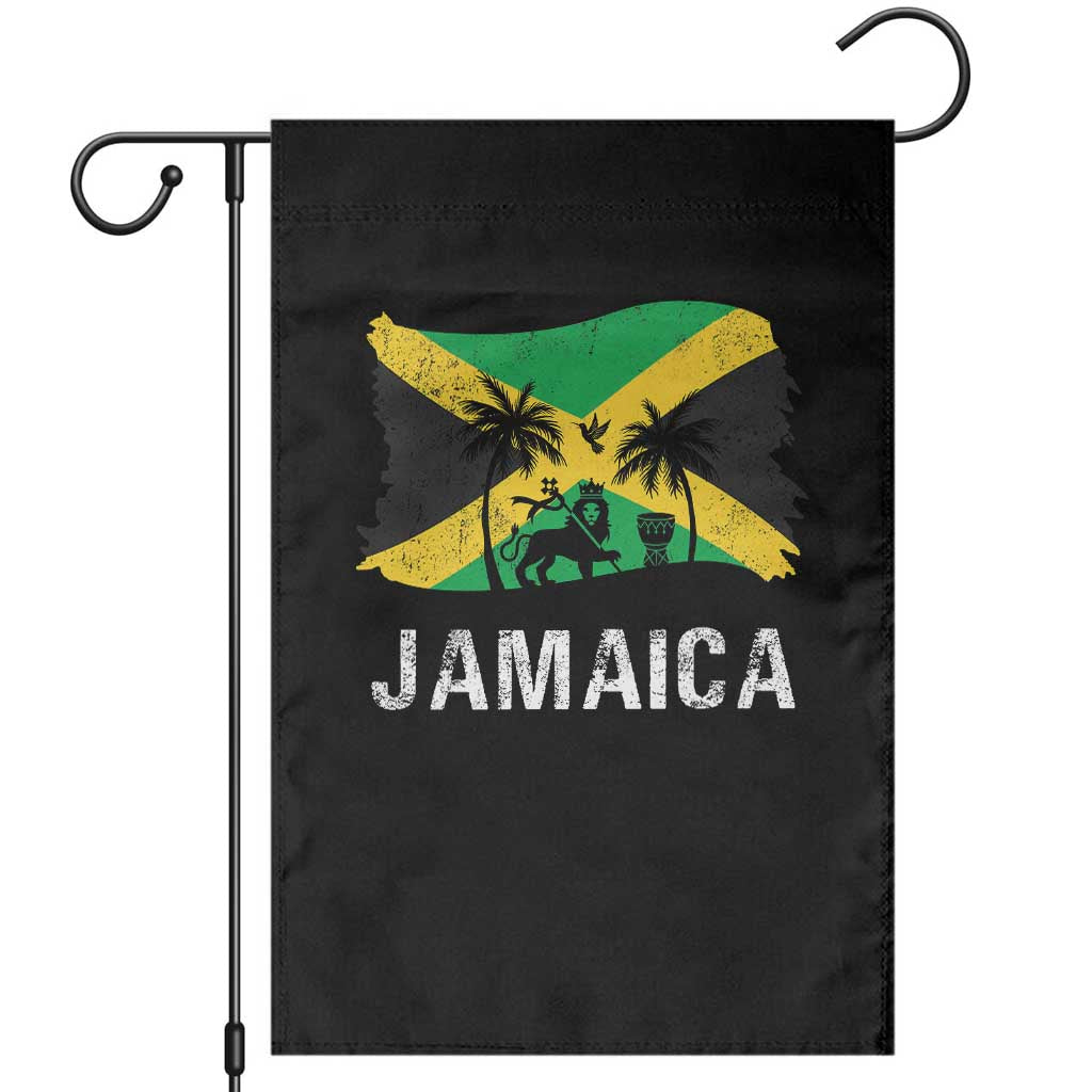 Jamaica Garden Flag Retro Vintage Jamaican Pride Flag Lion Of Judah - Wonder Print Shop