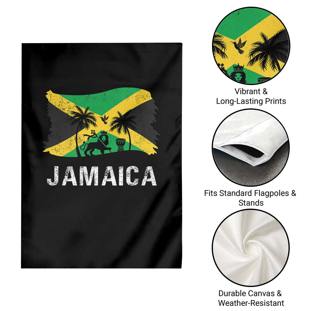 Jamaica Garden Flag Retro Vintage Jamaican Pride Flag Lion Of Judah - Wonder Print Shop