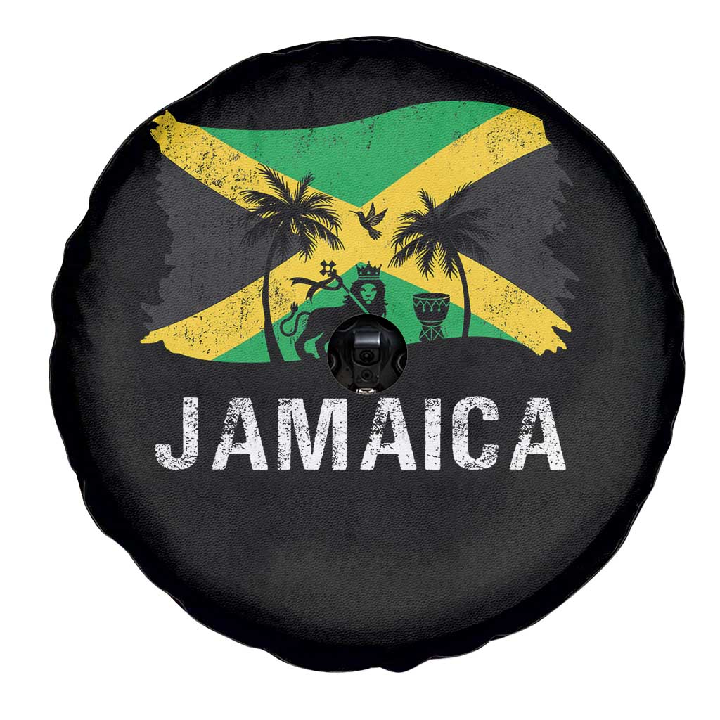 Jamaica Spare Tire Cover Retro Vintage Jamaican Pride Flag Lion Of Judah - Wonder Print Shop