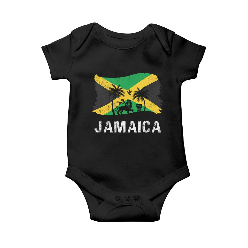 Jamaica Baby Onesie Retro Vintage Jamaican Pride Flag Lion Of Judah - Wonder Print Shop
