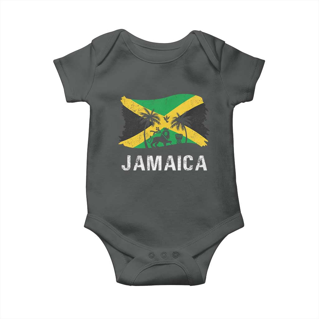 Jamaica Baby Onesie Retro Vintage Jamaican Pride Flag Lion Of Judah - Wonder Print Shop