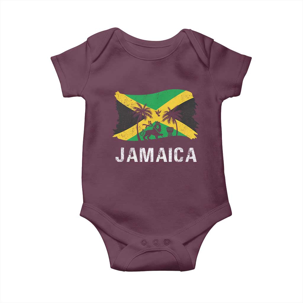 Jamaica Baby Onesie Retro Vintage Jamaican Pride Flag Lion Of Judah - Wonder Print Shop