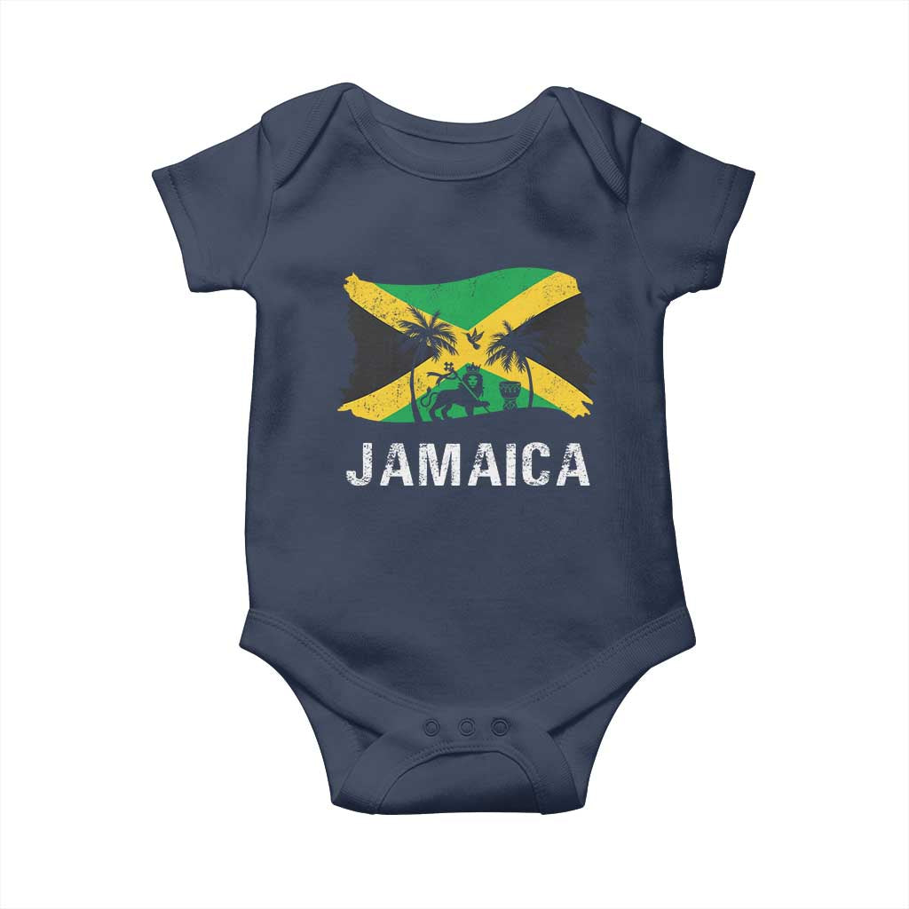 Jamaica Baby Onesie Retro Vintage Jamaican Pride Flag Lion Of Judah - Wonder Print Shop