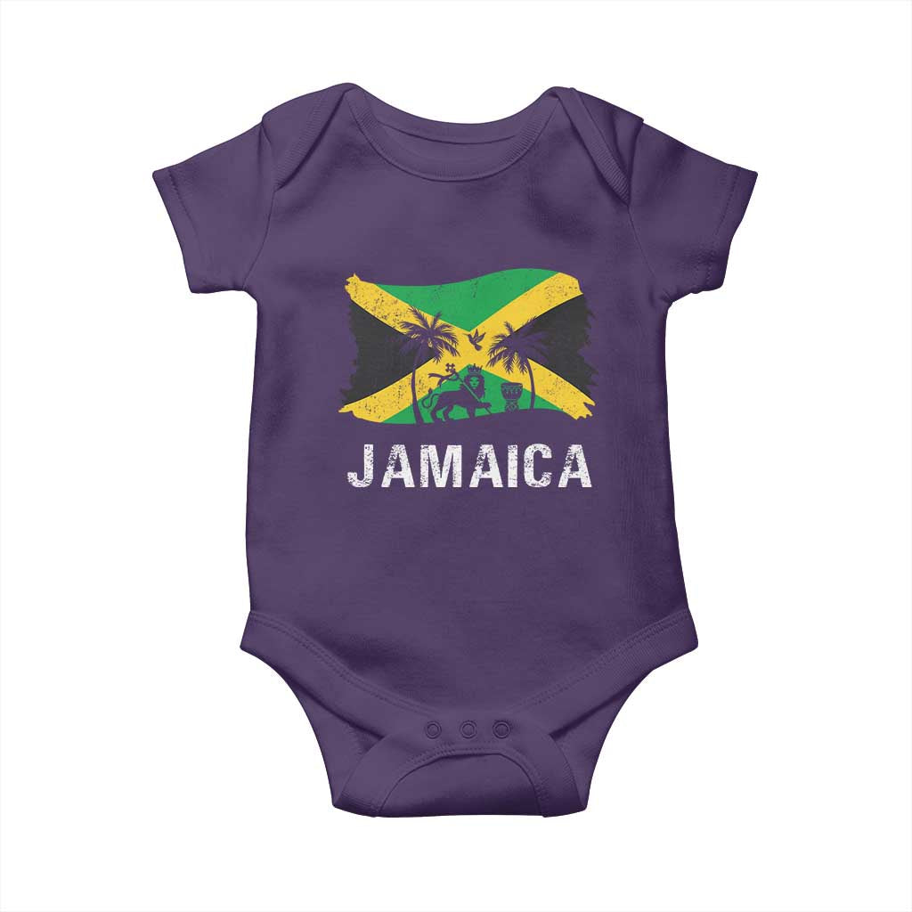 Jamaica Baby Onesie Retro Vintage Jamaican Pride Flag Lion Of Judah - Wonder Print Shop
