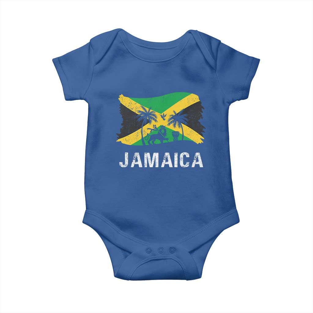 Jamaica Baby Onesie Retro Vintage Jamaican Pride Flag Lion Of Judah - Wonder Print Shop