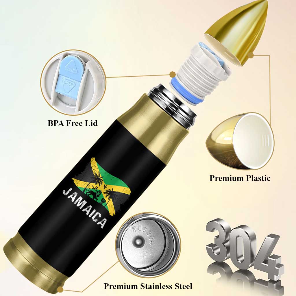 Jamaica Bullet Tumbler Retro Vintage Jamaican Pride Flag Lion Of Judah - Wonder Print Shop