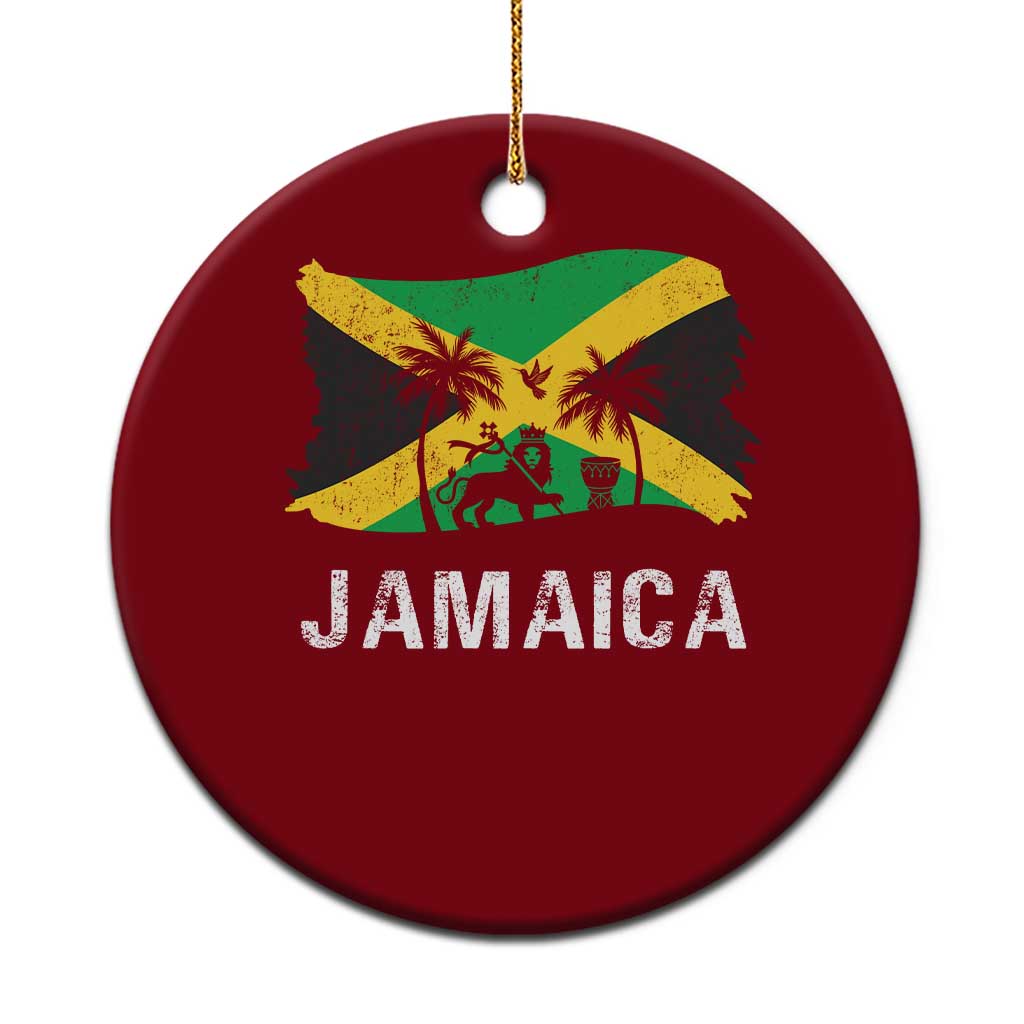 Jamaica Ceramic Ornament Retro Vintage Jamaican Pride Flag Lion Of Judah - Wonder Print Shop