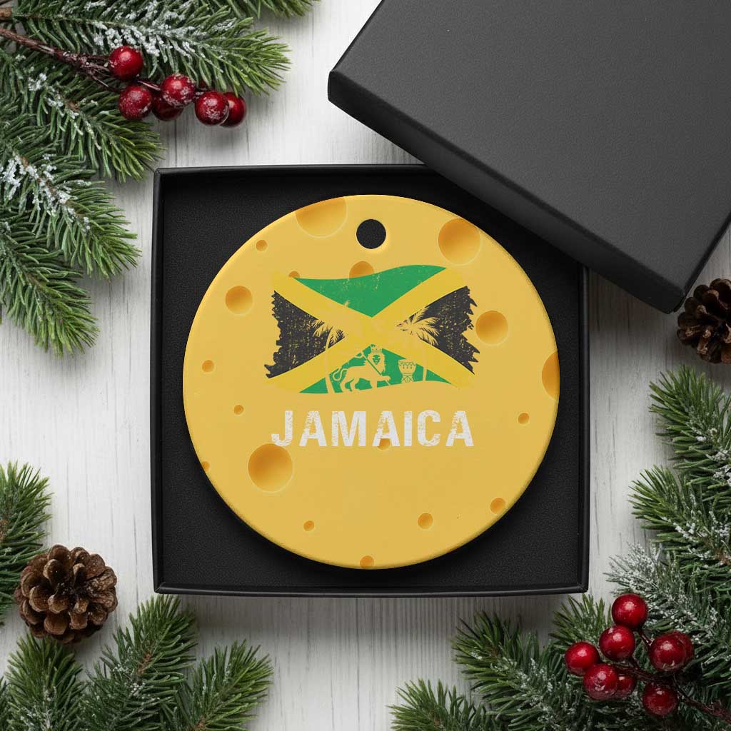 Jamaica Ceramic Ornament Retro Vintage Jamaican Pride Flag Lion Of Judah - Wonder Print Shop