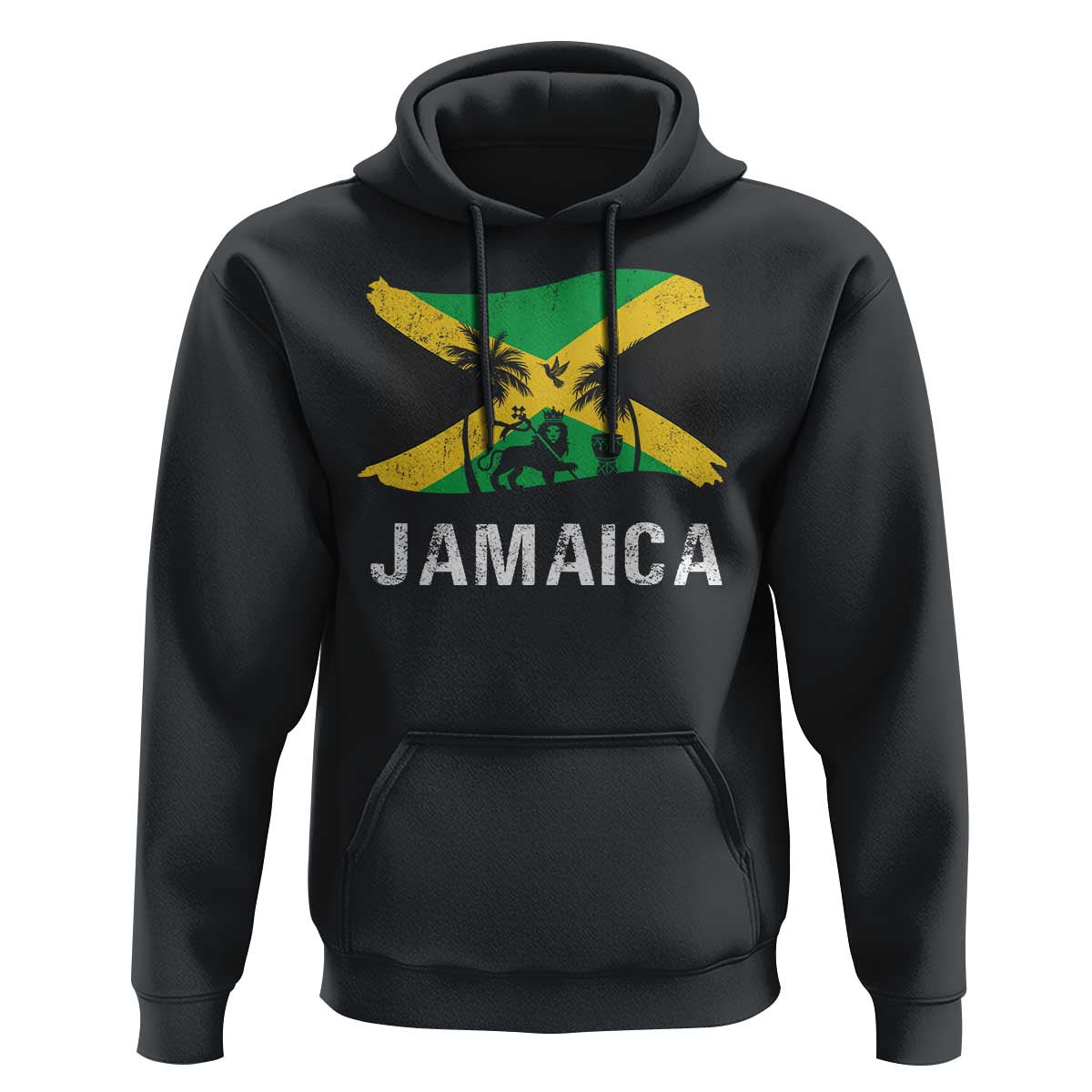 Jamaica Hoodie Retro Vintage Jamaican Pride Flag Lion Of Judah - Wonder Print Shop