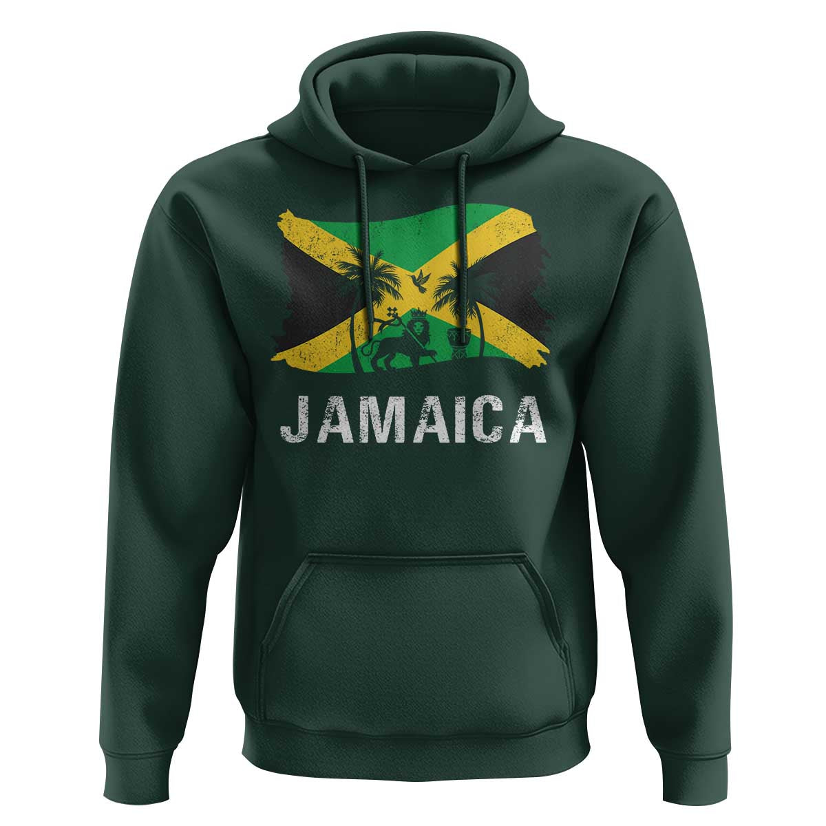 Jamaica Hoodie Retro Vintage Jamaican Pride Flag Lion Of Judah - Wonder Print Shop