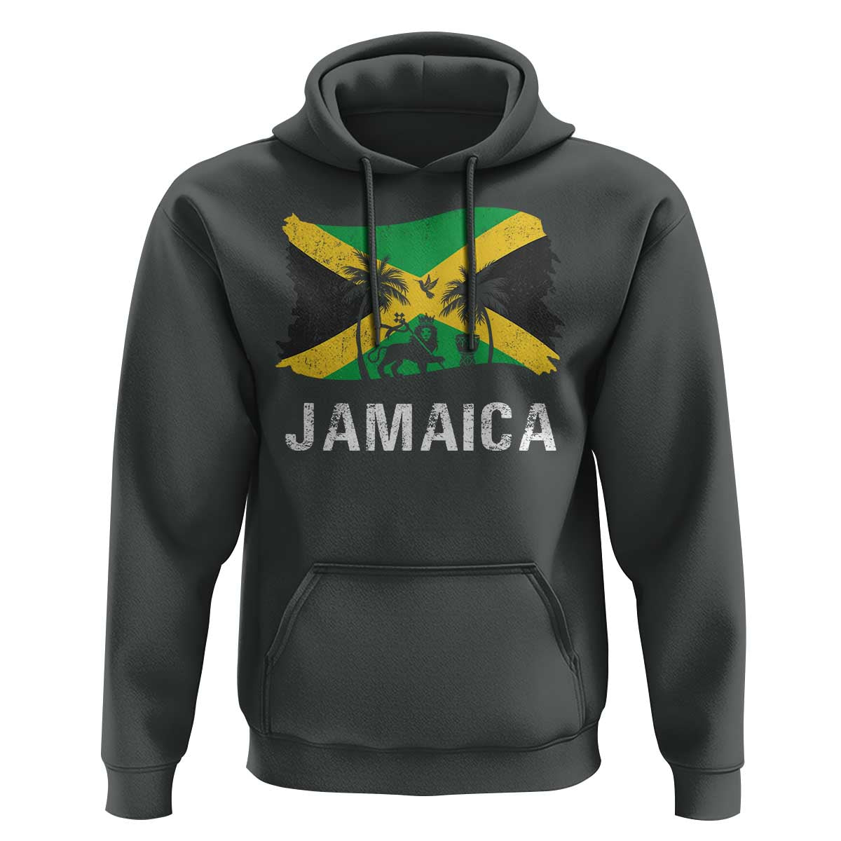 Jamaica Hoodie Retro Vintage Jamaican Pride Flag Lion Of Judah - Wonder Print Shop