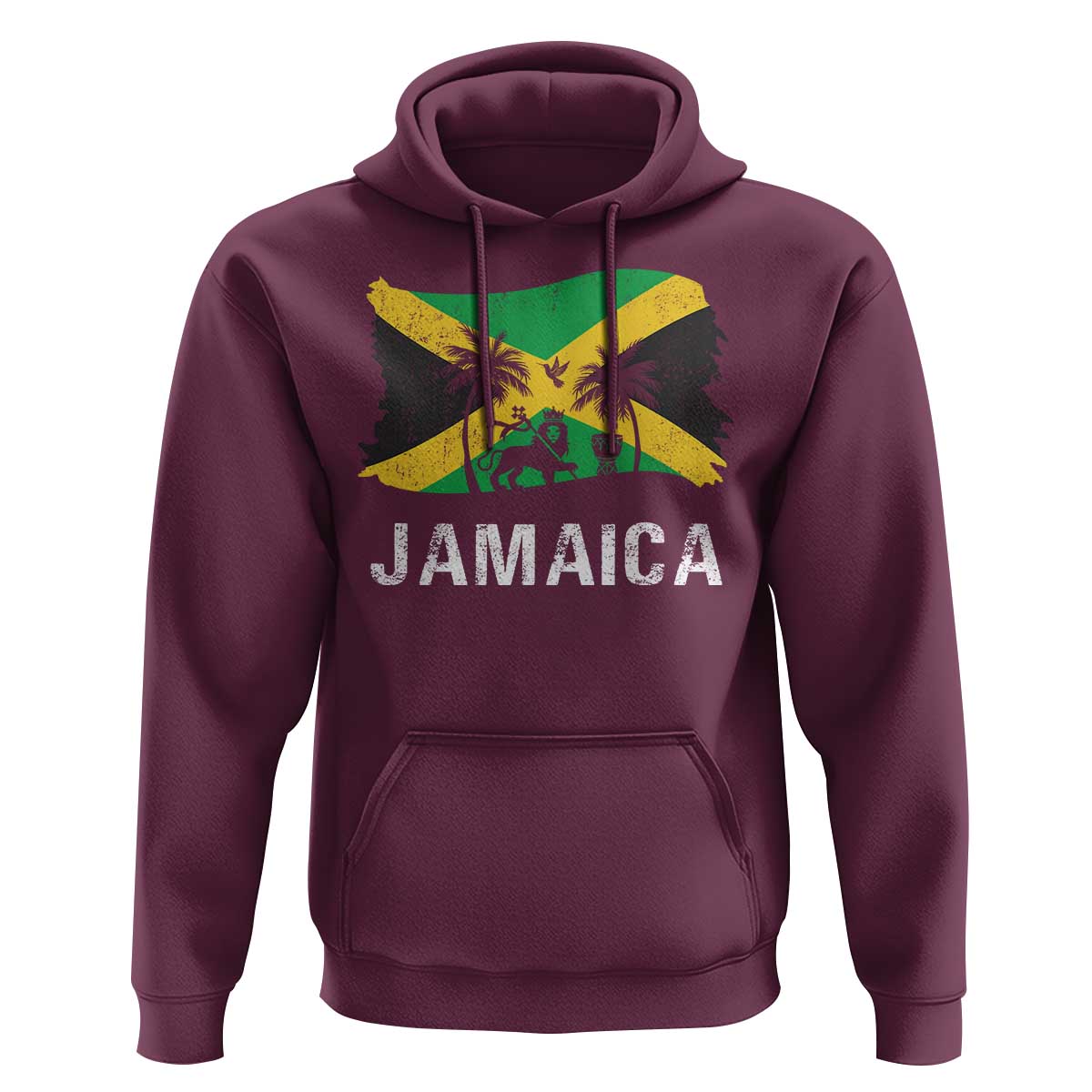 Jamaica Hoodie Retro Vintage Jamaican Pride Flag Lion Of Judah - Wonder Print Shop