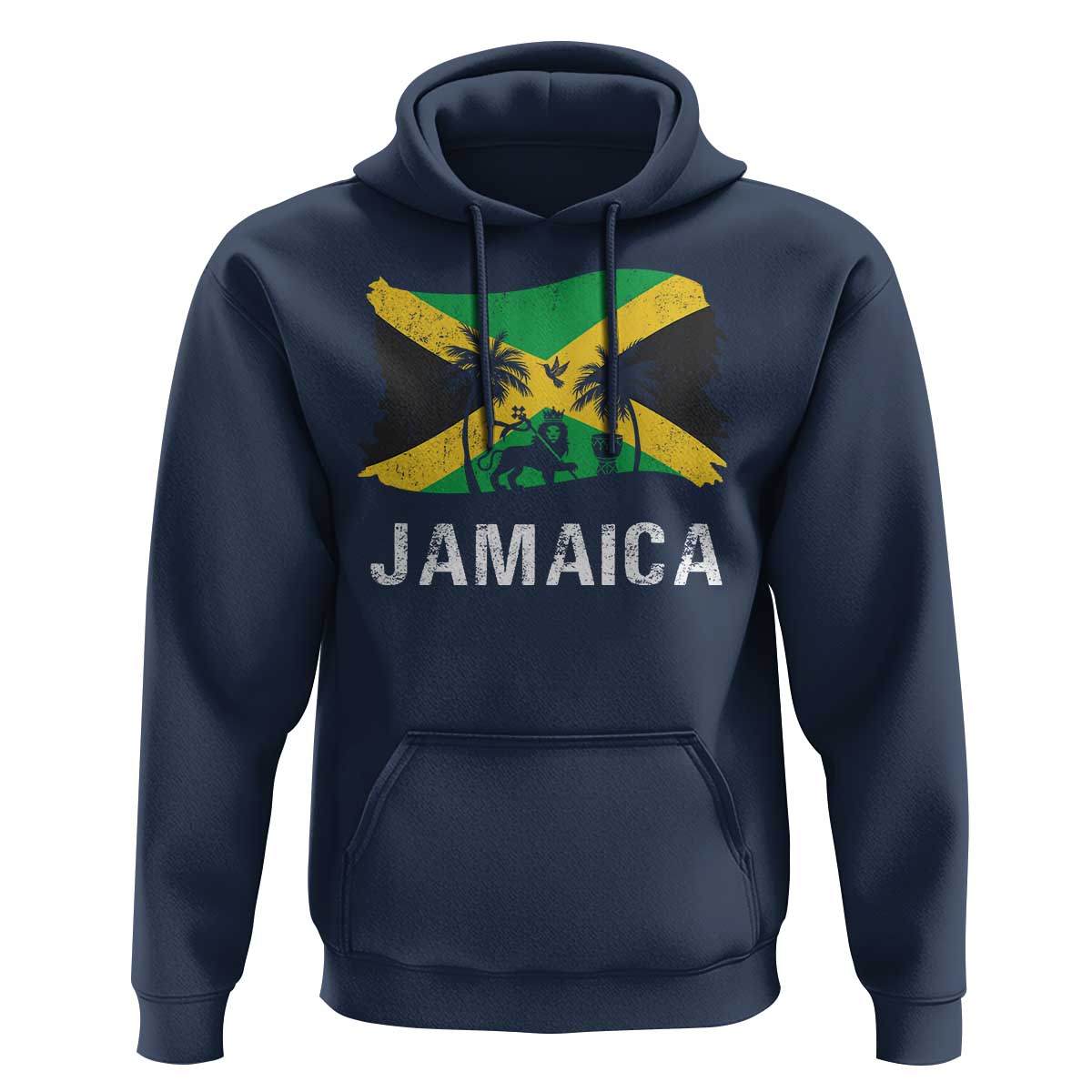 Jamaica Hoodie Retro Vintage Jamaican Pride Flag Lion Of Judah - Wonder Print Shop