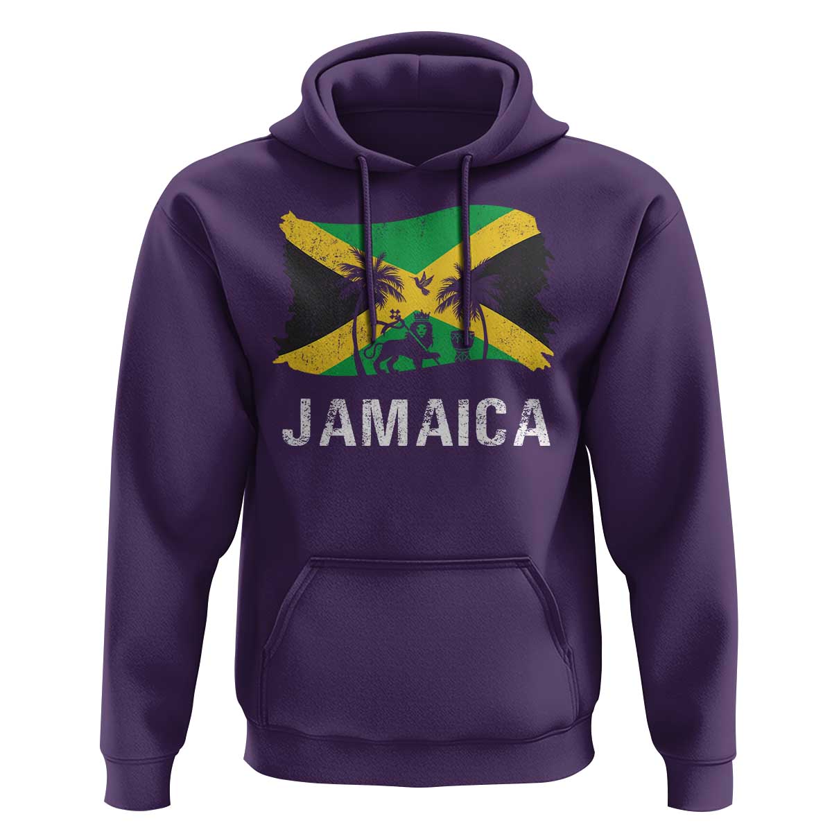 Jamaica Hoodie Retro Vintage Jamaican Pride Flag Lion Of Judah - Wonder Print Shop