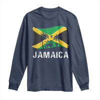 Jamaica Long Sleeve Shirt Retro Vintage Jamaican Pride Flag Lion Of Judah - Wonder Print Shop