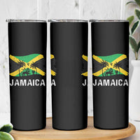 Jamaica Skinny Tumbler Retro Vintage Jamaican Pride Flag Lion Of Judah - Wonder Print Shop