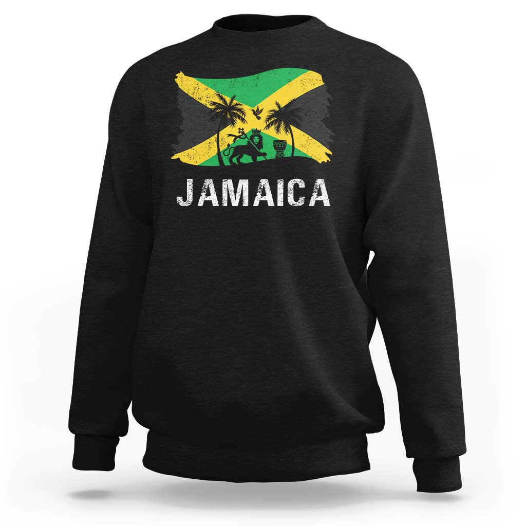 Jamaica Sweatshirt Retro Vintage Jamaican Pride Flag Lion Of Judah - Wonder Print Shop