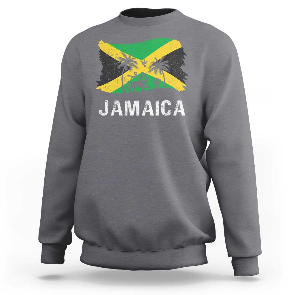 Jamaica Sweatshirt Retro Vintage Jamaican Pride Flag Lion Of Judah - Wonder Print Shop