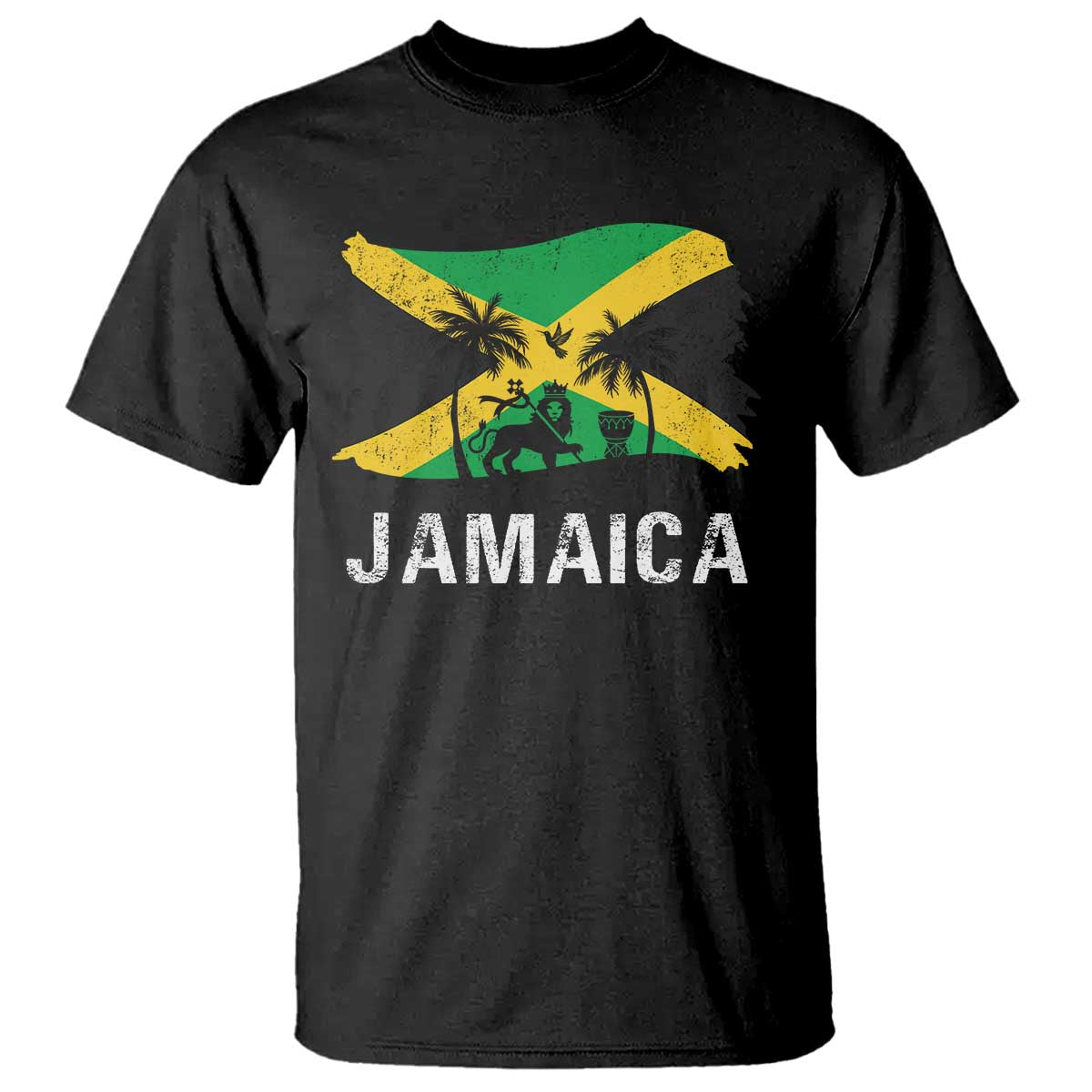 Jamaica T Shirt Retro Vintage Jamaican Pride Flag Lion Of Judah - Wonder Print Shop
