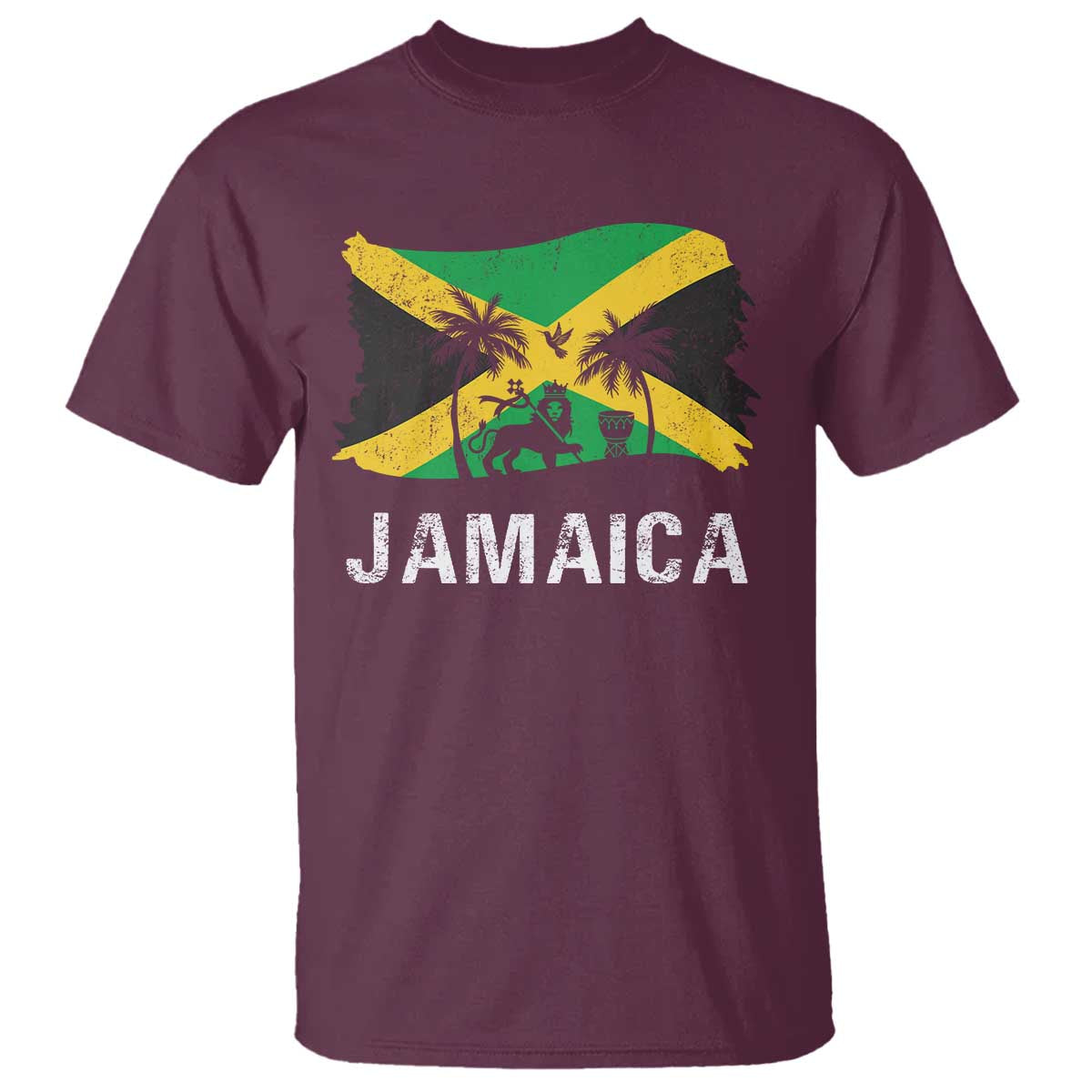 Jamaica T Shirt Retro Vintage Jamaican Pride Flag Lion Of Judah - Wonder Print Shop
