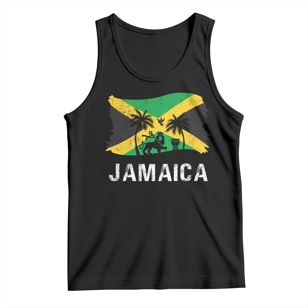 Jamaica Tank Top Retro Vintage Jamaican Pride Flag Lion Of Judah - Wonder Print Shop