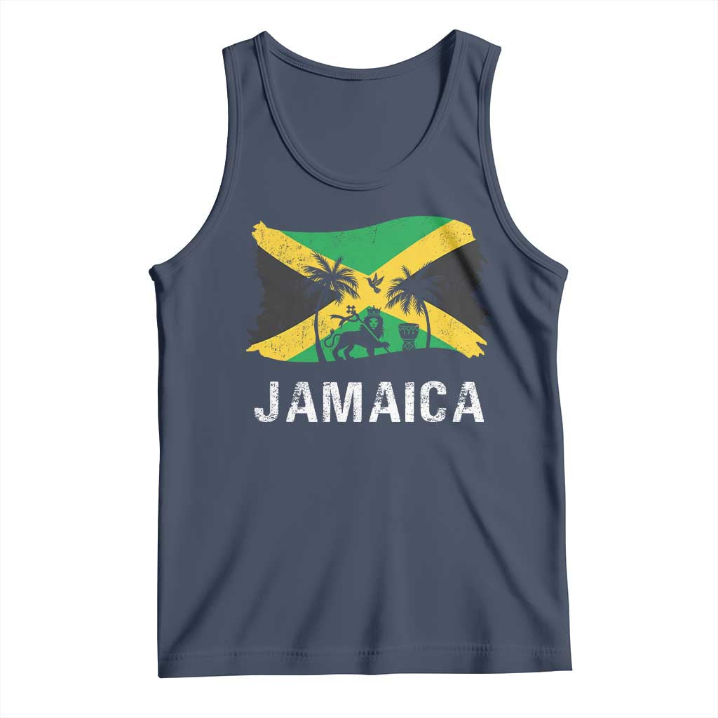 Jamaica Tank Top Retro Vintage Jamaican Pride Flag Lion Of Judah - Wonder Print Shop