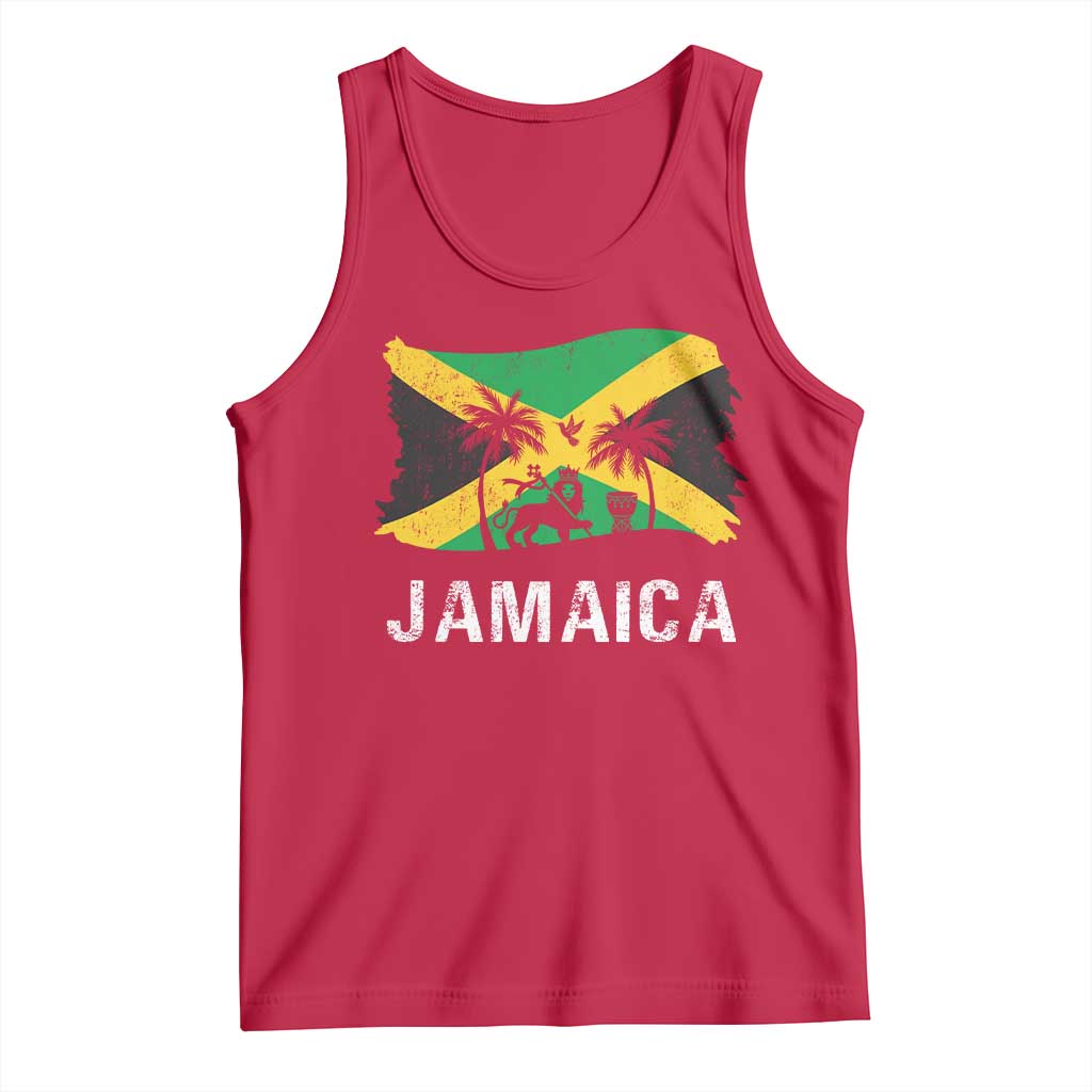 Jamaica Tank Top Retro Vintage Jamaican Pride Flag Lion Of Judah - Wonder Print Shop