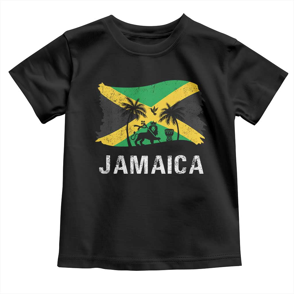 Jamaica Toddler T Shirt Retro Vintage Jamaican Pride Flag Lion Of Judah - Wonder Print Shop