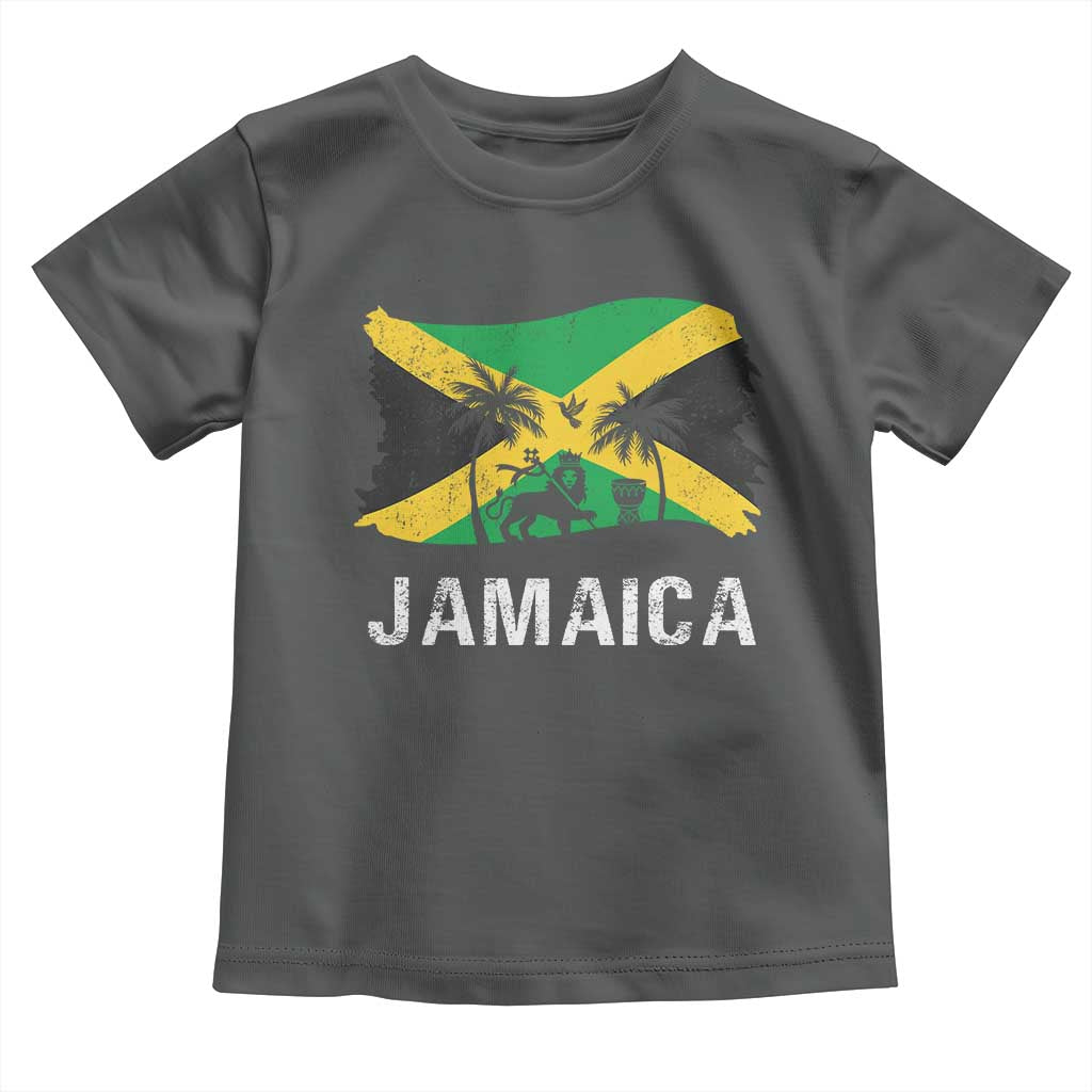 Jamaica Toddler T Shirt Retro Vintage Jamaican Pride Flag Lion Of Judah - Wonder Print Shop