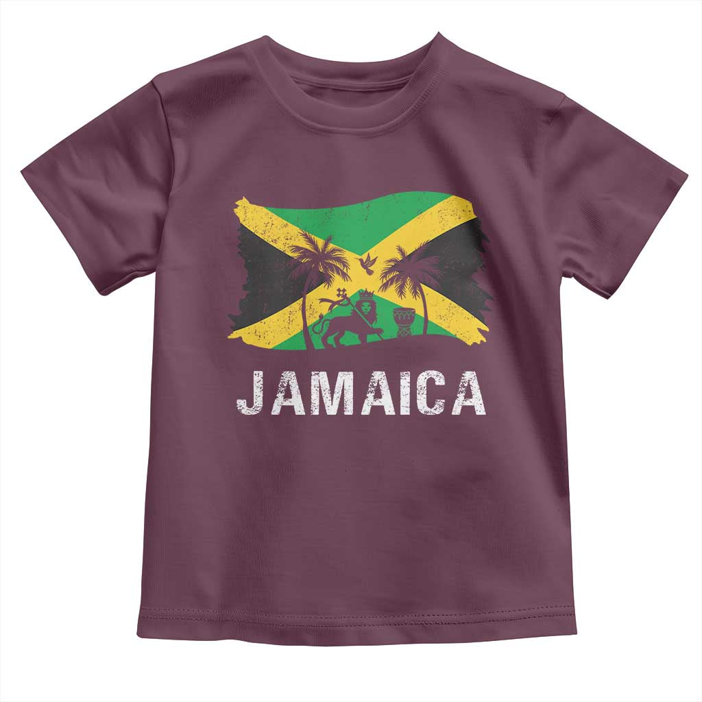 Jamaica Toddler T Shirt Retro Vintage Jamaican Pride Flag Lion Of Judah - Wonder Print Shop