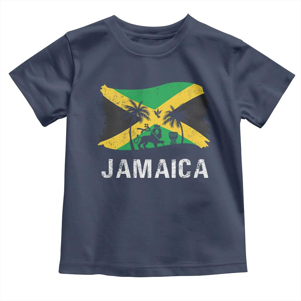 Jamaica Toddler T Shirt Retro Vintage Jamaican Pride Flag Lion Of Judah - Wonder Print Shop