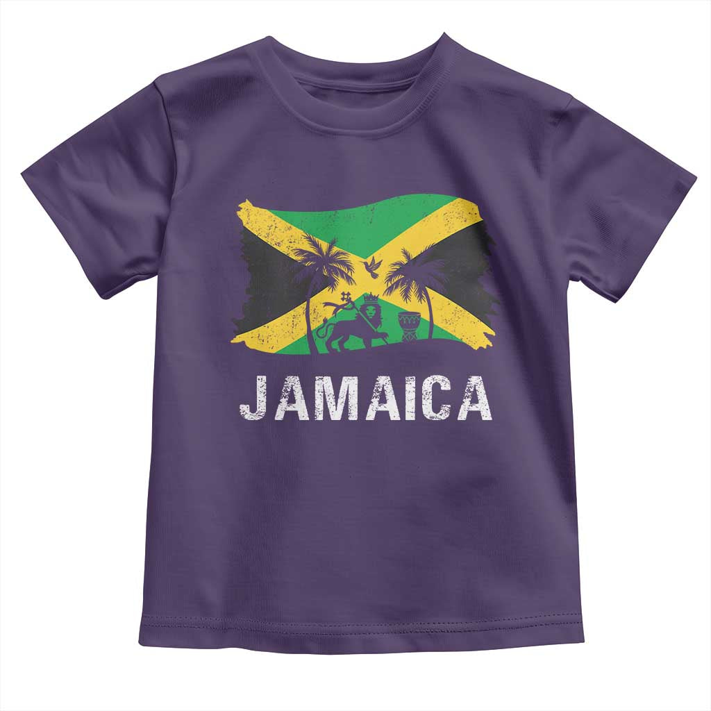 Jamaica Toddler T Shirt Retro Vintage Jamaican Pride Flag Lion Of Judah - Wonder Print Shop