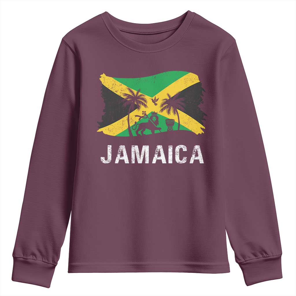 Jamaica Youth Sweatshirt Retro Vintage Jamaican Pride Flag Lion Of Judah - Wonder Print Shop