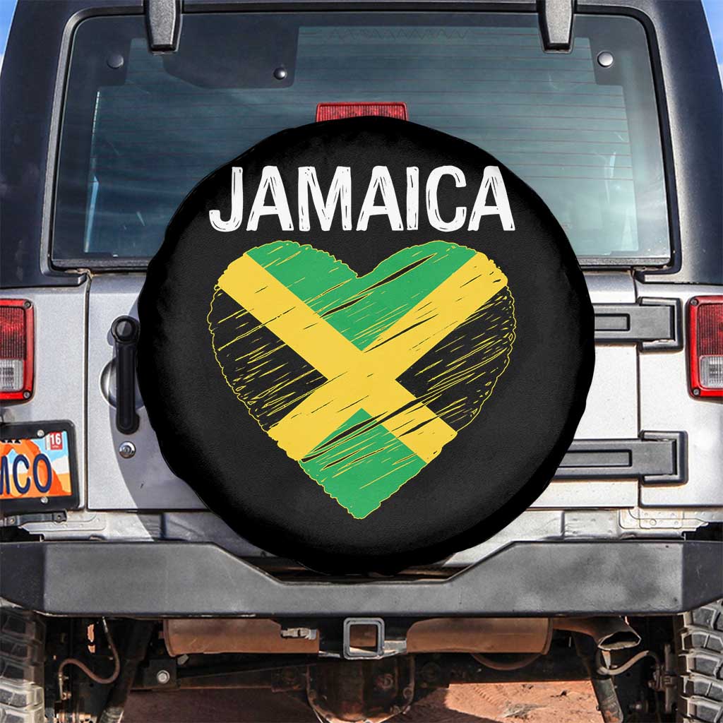 Jamaican Heart Flag Spare Tire Cover Patriotic Jamaica Girls Proud Jamaican Roots - Wonder Print Shop