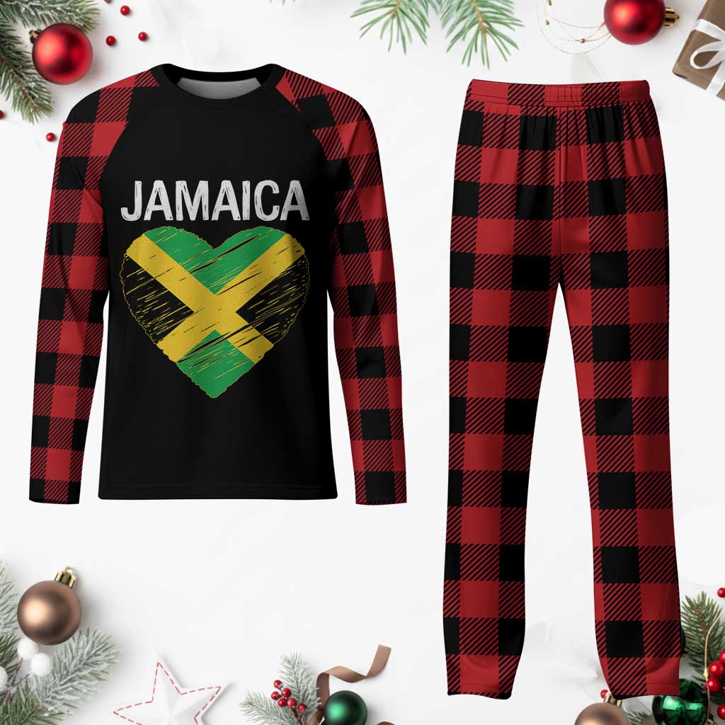 Jamaican Heart Flag Plaid Pajama Set Patriotic Jamaica Girls Proud Jamaican Roots - Wonder Print Shop