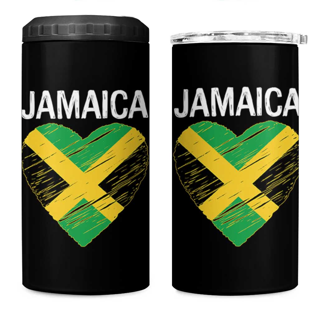Jamaican Heart Flag 4 in 1 Can Cooler Tumbler Patriotic Jamaica Girls Proud Jamaican Roots - Wonder Print Shop