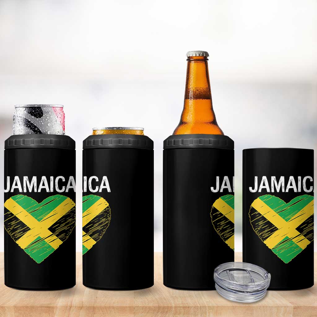 Jamaican Heart Flag 4 in 1 Can Cooler Tumbler Patriotic Jamaica Girls Proud Jamaican Roots - Wonder Print Shop