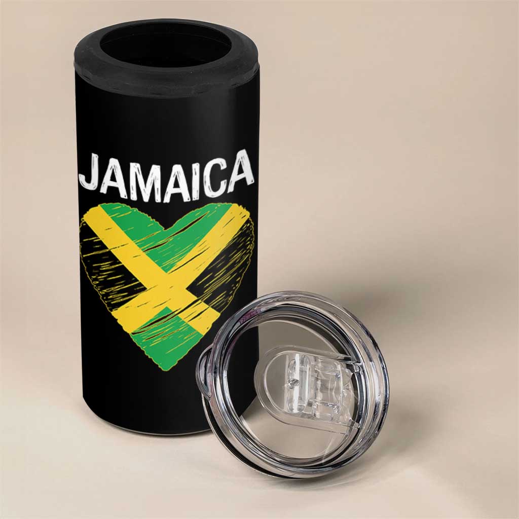 Jamaican Heart Flag 4 in 1 Can Cooler Tumbler Patriotic Jamaica Girls Proud Jamaican Roots - Wonder Print Shop
