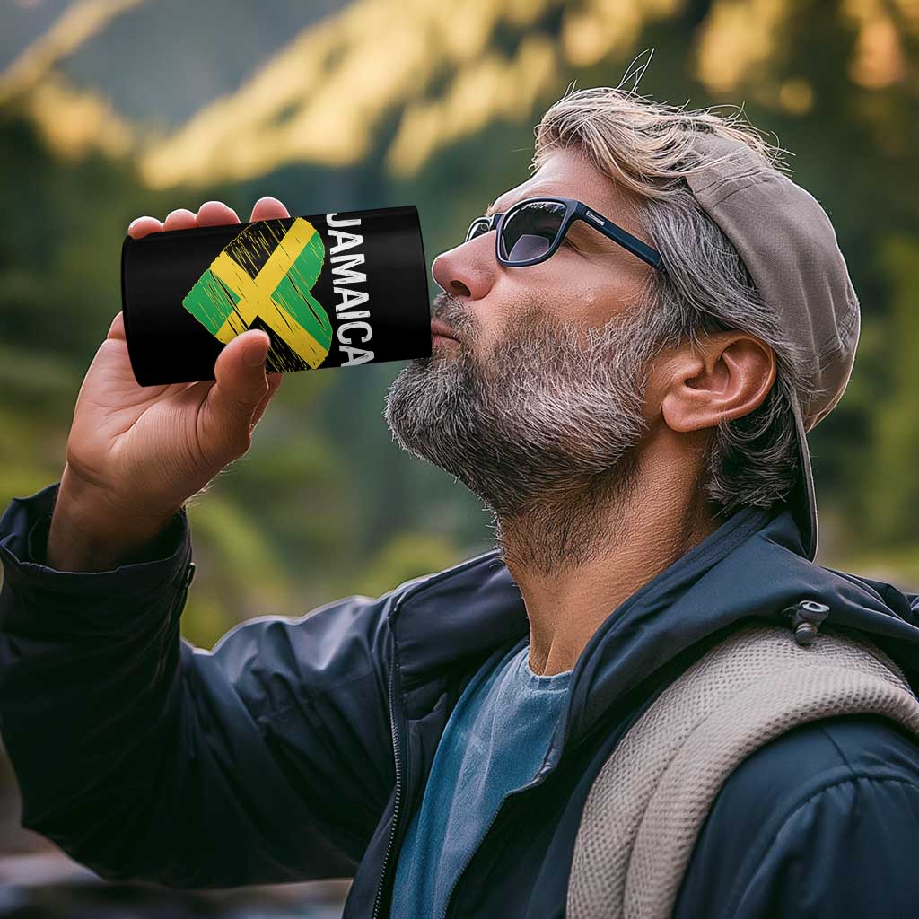 Jamaican Heart Flag 4 in 1 Can Cooler Tumbler Patriotic Jamaica Girls Proud Jamaican Roots - Wonder Print Shop