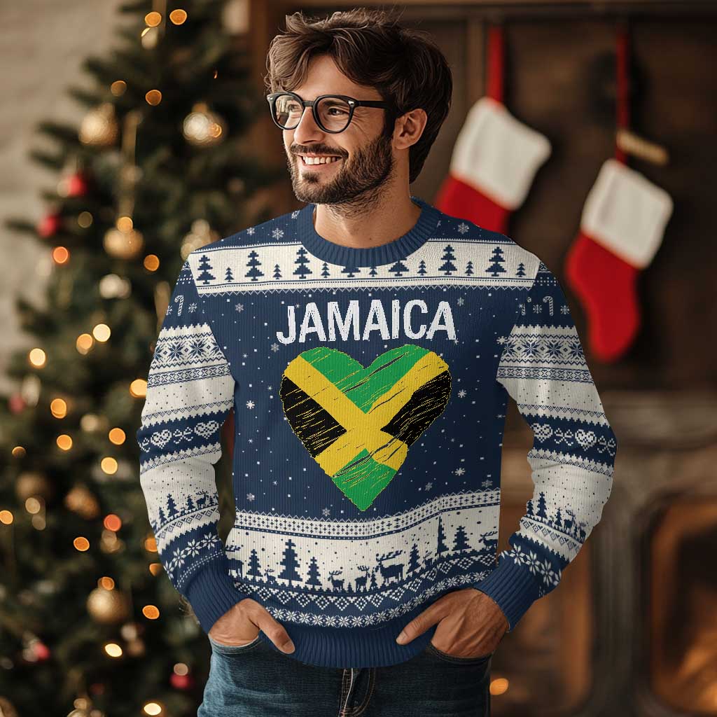 Jamaican Heart Flag Ugly Christmas Sweater Patriotic Jamaica Girls Proud Jamaican Roots - Wonder Print Shop