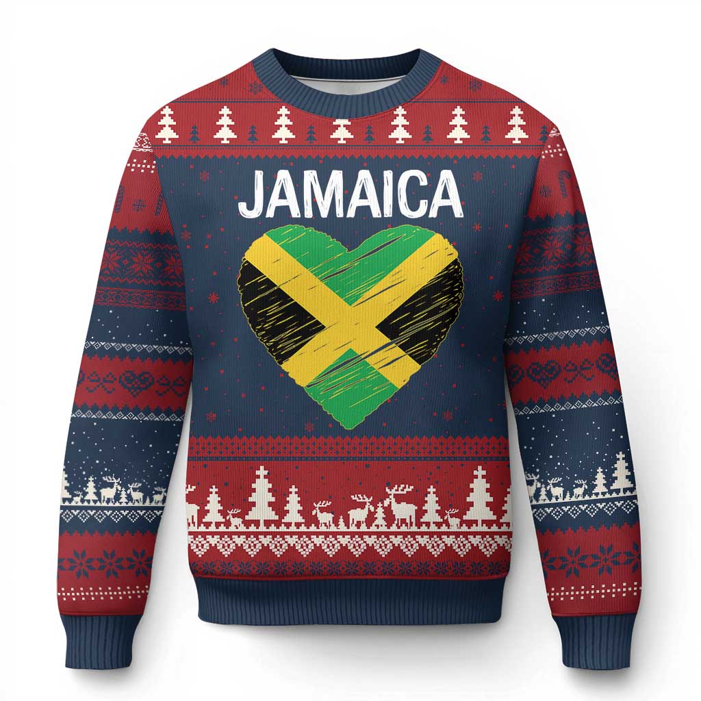 Jamaican Heart Flag Ugly Christmas Sweater Patriotic Jamaica Girls Proud Jamaican Roots - Wonder Print Shop