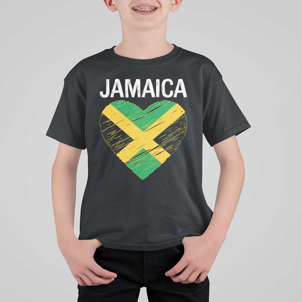 Jamaican Heart Flag T Shirt For Kid Patriotic Jamaica Girls Proud Jamaican Roots - Wonder Print Shop