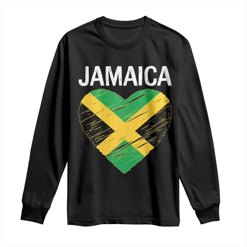 Jamaican Heart Flag Long Sleeve Shirt Patriotic Jamaica Girls Proud Jamaican Roots - Wonder Print Shop
