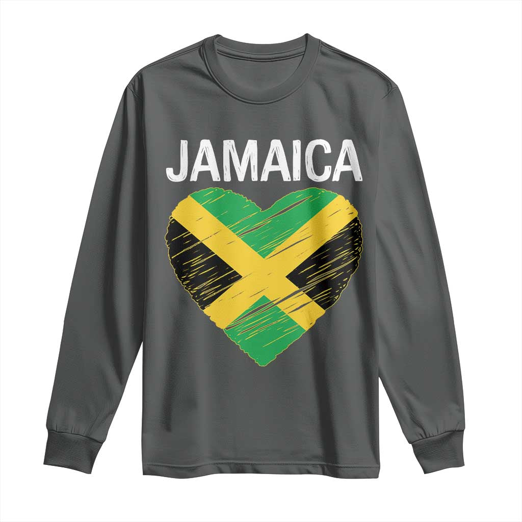 Jamaican Heart Flag Long Sleeve Shirt Patriotic Jamaica Girls Proud Jamaican Roots - Wonder Print Shop