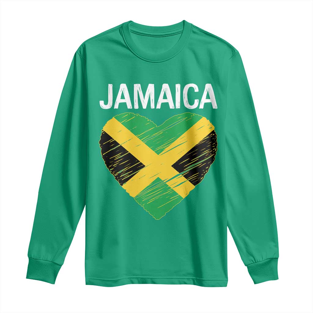Jamaican Heart Flag Long Sleeve Shirt Patriotic Jamaica Girls Proud Jamaican Roots - Wonder Print Shop