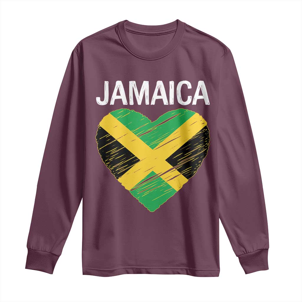 Jamaican Heart Flag Long Sleeve Shirt Patriotic Jamaica Girls Proud Jamaican Roots - Wonder Print Shop