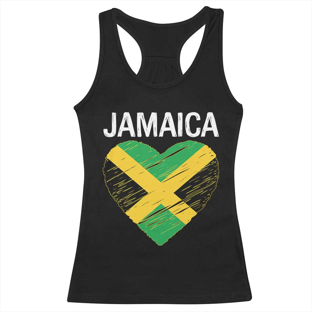 Jamaican Heart Flag Racerback Tank Top Patriotic Jamaica Girls Proud Jamaican Roots - Wonder Print Shop