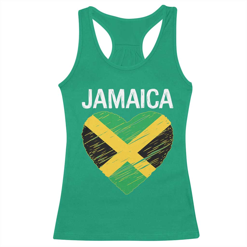 Jamaican Heart Flag Racerback Tank Top Patriotic Jamaica Girls Proud Jamaican Roots - Wonder Print Shop