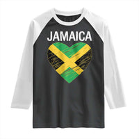 Jamaican Heart Flag Raglan Shirt Patriotic Jamaica Girls Proud Jamaican Roots - Wonder Print Shop