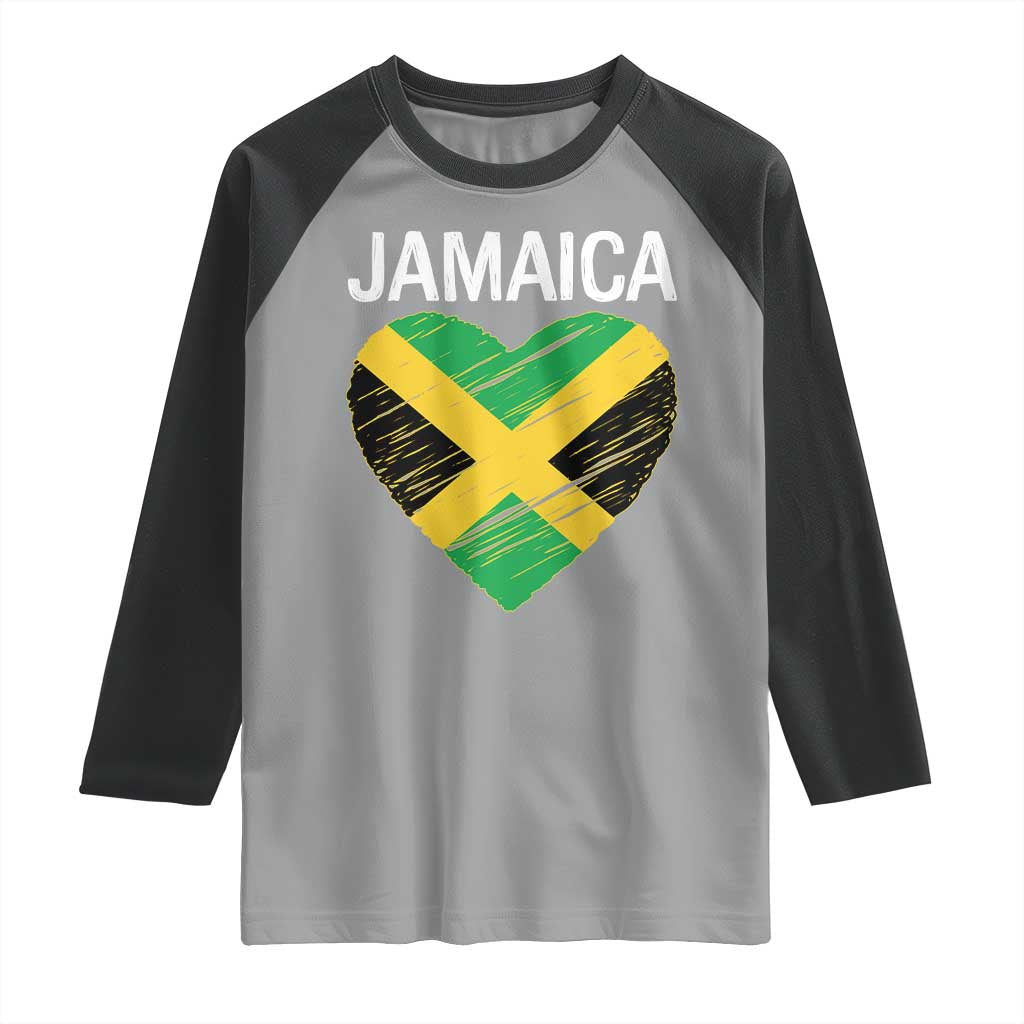 Jamaican Heart Flag Raglan Shirt Patriotic Jamaica Girls Proud Jamaican Roots - Wonder Print Shop